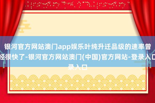 银河官方网站澳门app娱乐叶纯升迁品级的速率曾经很快了-银河官方网站澳门(中国)官方网站-登录入口