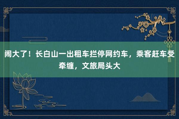 闹大了！长白山一出租车拦停网约车，乘客赶车受牵缠，文旅局头大