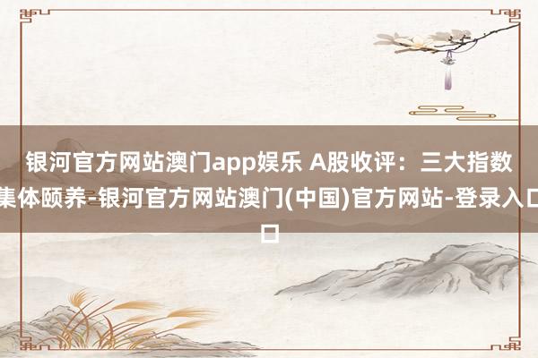银河官方网站澳门app娱乐 　　A股收评：三大指数集体颐养-银河官方网站澳门(中国)官方网站-登录入口