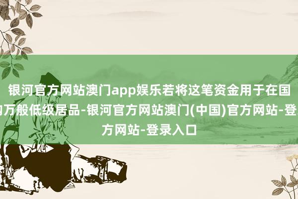 银河官方网站澳门app娱乐若将这笔资金用于在国内采购万般低级居品-银河官方网站澳门(中国)官方网站-登录入口