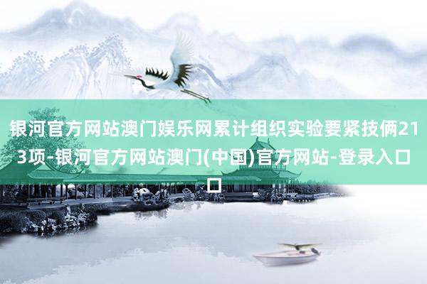 银河官方网站澳门娱乐网累计组织实验要紧技俩213项-银河官方网站澳门(中国)官方网站-登录入口