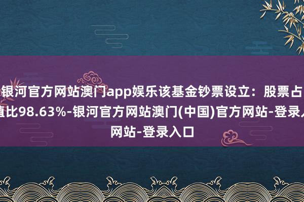 银河官方网站澳门app娱乐该基金钞票设立：股票占净值比98.63%-银河官方网站澳门(中国)官方网站-登录入口