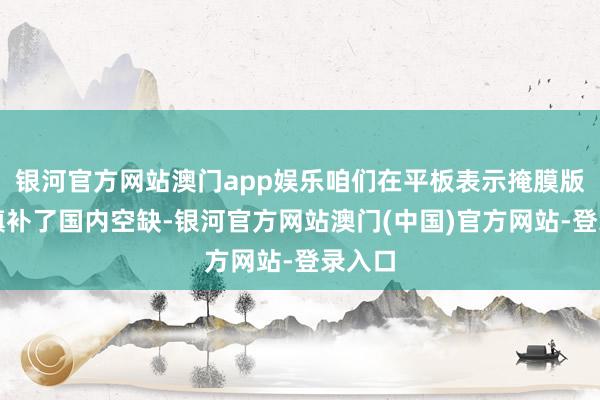 银河官方网站澳门app娱乐咱们在平板表示掩膜版规模填补了国内空缺-银河官方网站澳门(中国)官方网站-登录入口